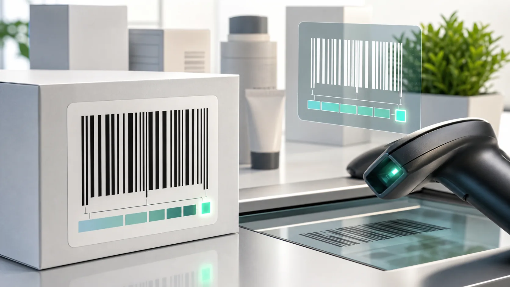 EAN-13 Barcode auf Produktverpackung mit Scanner